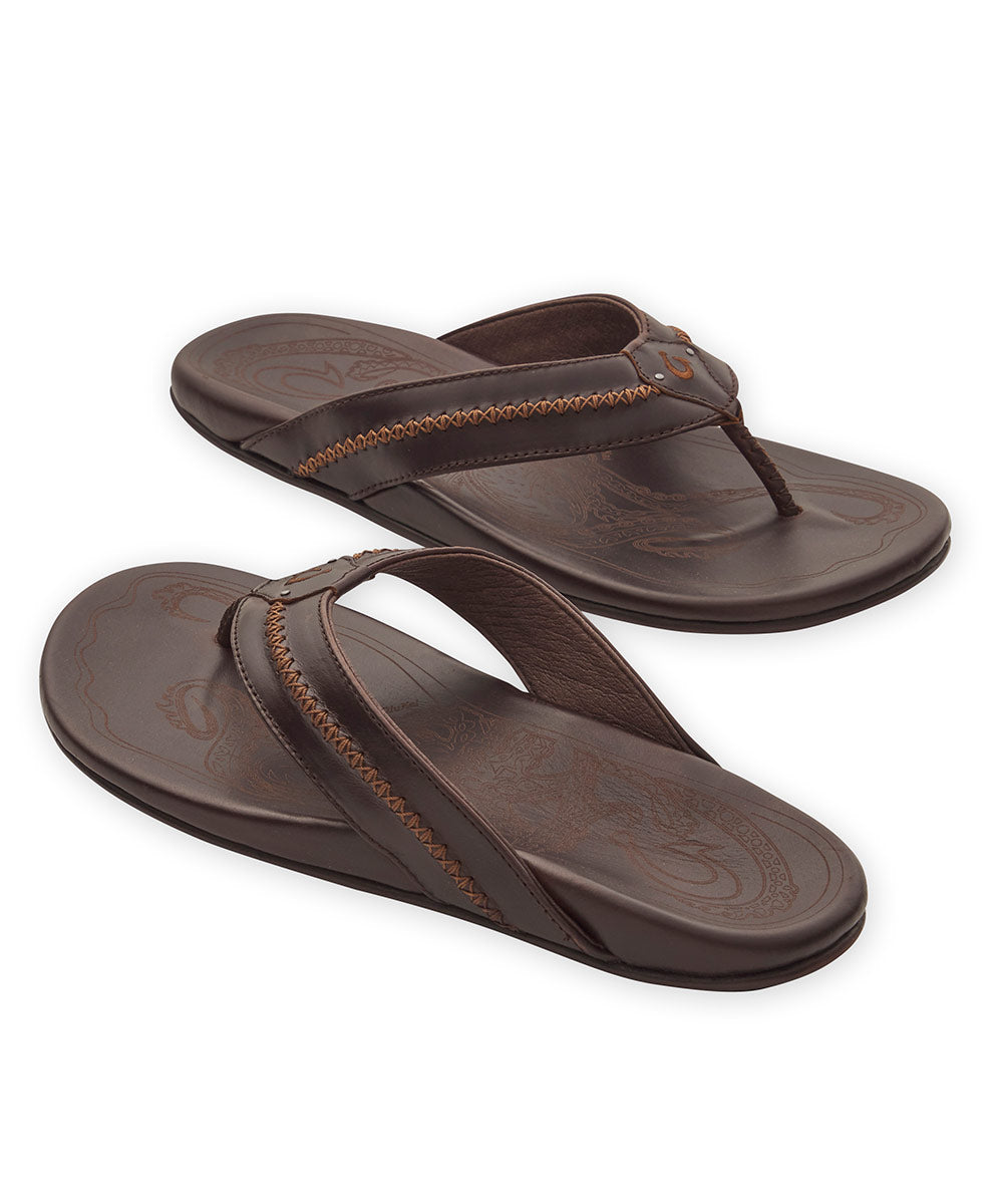 OluKai Mea Ola Leather Flip-Flop Sandals, Men's Big & Tall