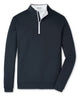 Peter Millar Perth quarter-zip pullover in black, front view with stretch loop terry fabric