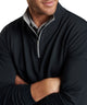 Peter Millar Perth pullover in black, close-up of quarter-zip and collar detail