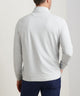 Peter Millar Perth pullover in British Grey, back view on model showing banded waistband