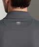 Peter Millar Perth pullover in iron, close-up back view showing Peter Millar logo and fabric detail