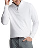 Peter Millar Perth quarter-zip in white, front product shot on model