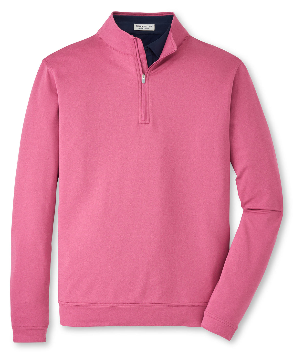 Pink quarter-zip terry pullover with vertical zip placket and mock collar - Rosewood, Peter Millar Men's Big & Tall