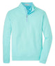 Light teal quarter-zip terry pullover with slim zip placket and mock collar - Cabana Blue