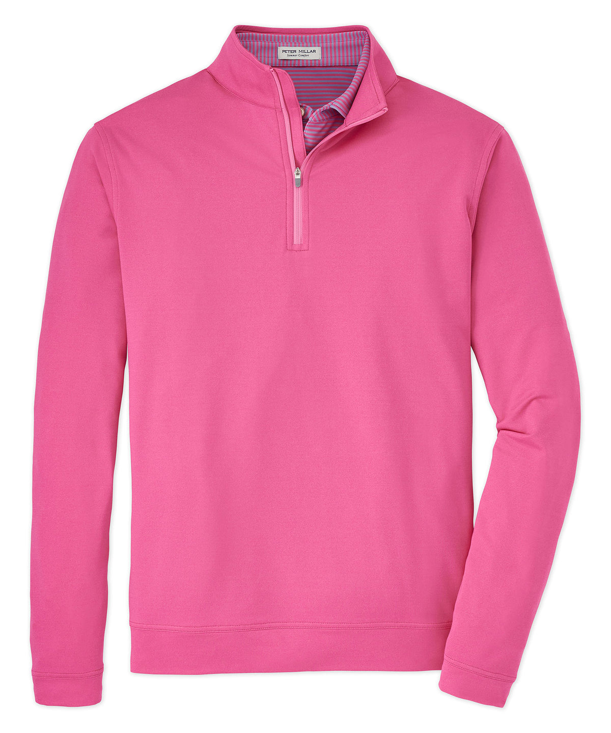 Men's quarter-zip stretch pullover in bright pink with half-zip placket and collar. - Pink Ruby, Peter Millar Men's Big & Tall