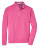 Men's quarter-zip stretch pullover in bright pink with half-zip placket and collar. - Pink Ruby