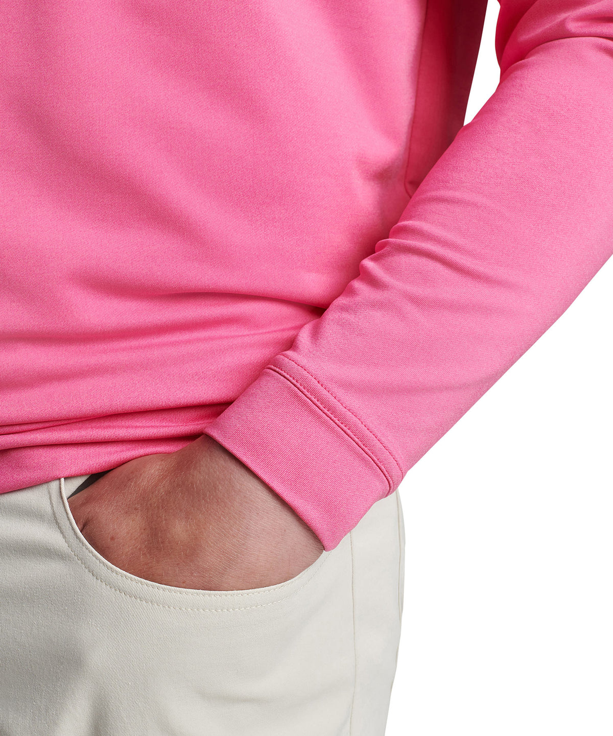 Pink loop terry quarter-zip pullover with ribbed cuff detail, Peter Millar Men's Big & Tall