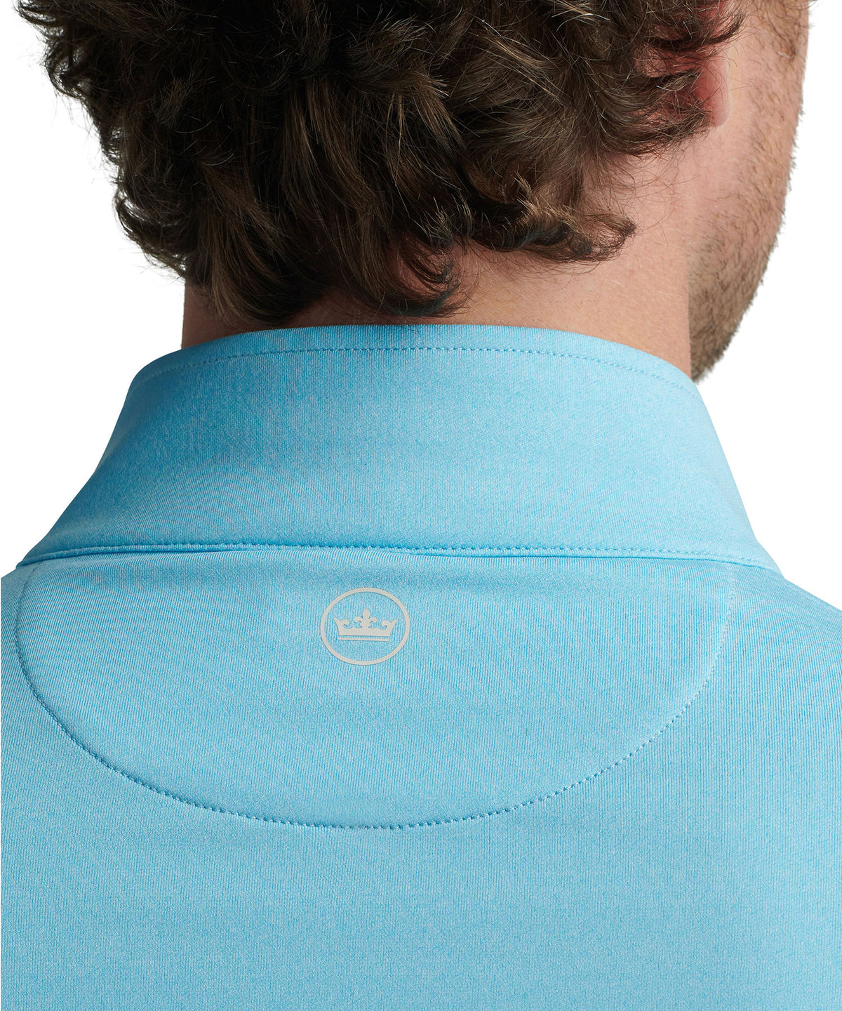 Blue stretch quarter-zip pullover with short stand collar and zip placket detail., Peter Millar Men's Big & Tall