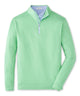 Peter Millar Perth quarter-zip pullover in pear tart, front view with stretch loop terry fabric
