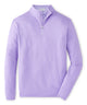 Purple stretch quarter-zip pullover with half-zip and ribbed collar cuffs. - Ultraviolet