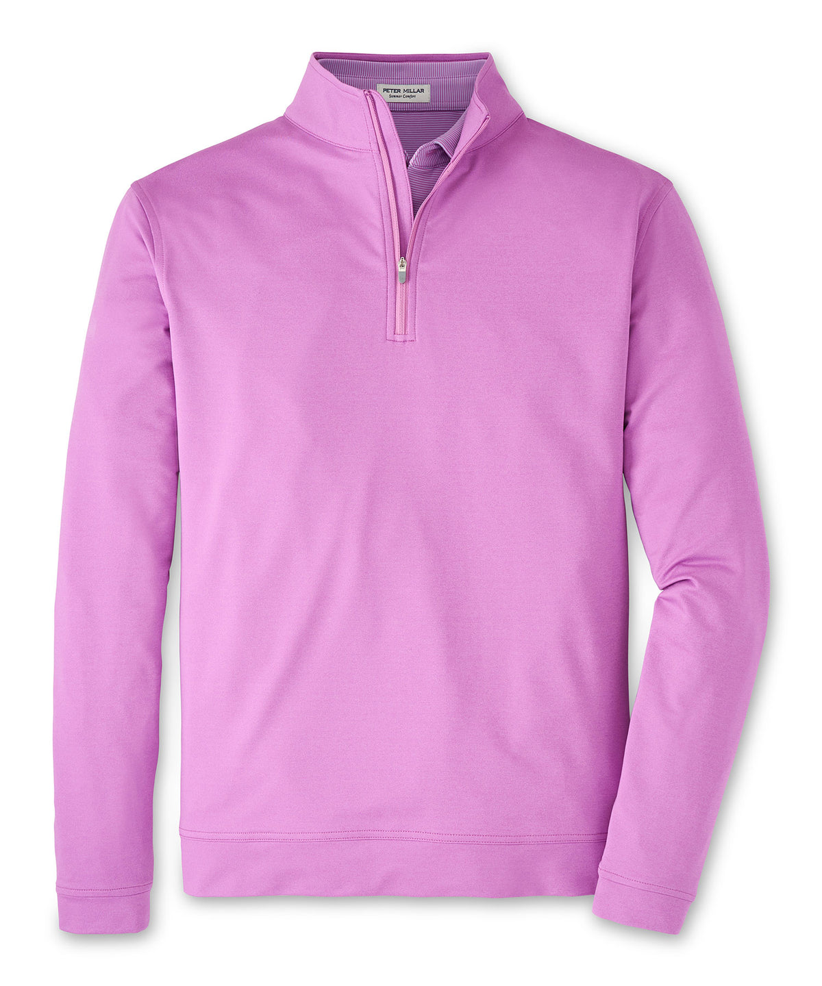 Lilac quarter-zip stretch pullover sweater with mock neck and zip placket - Oleander, Peter Millar Men's Big & Tall