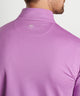 Lilac quarter-zip pullover with circular logo at back neck