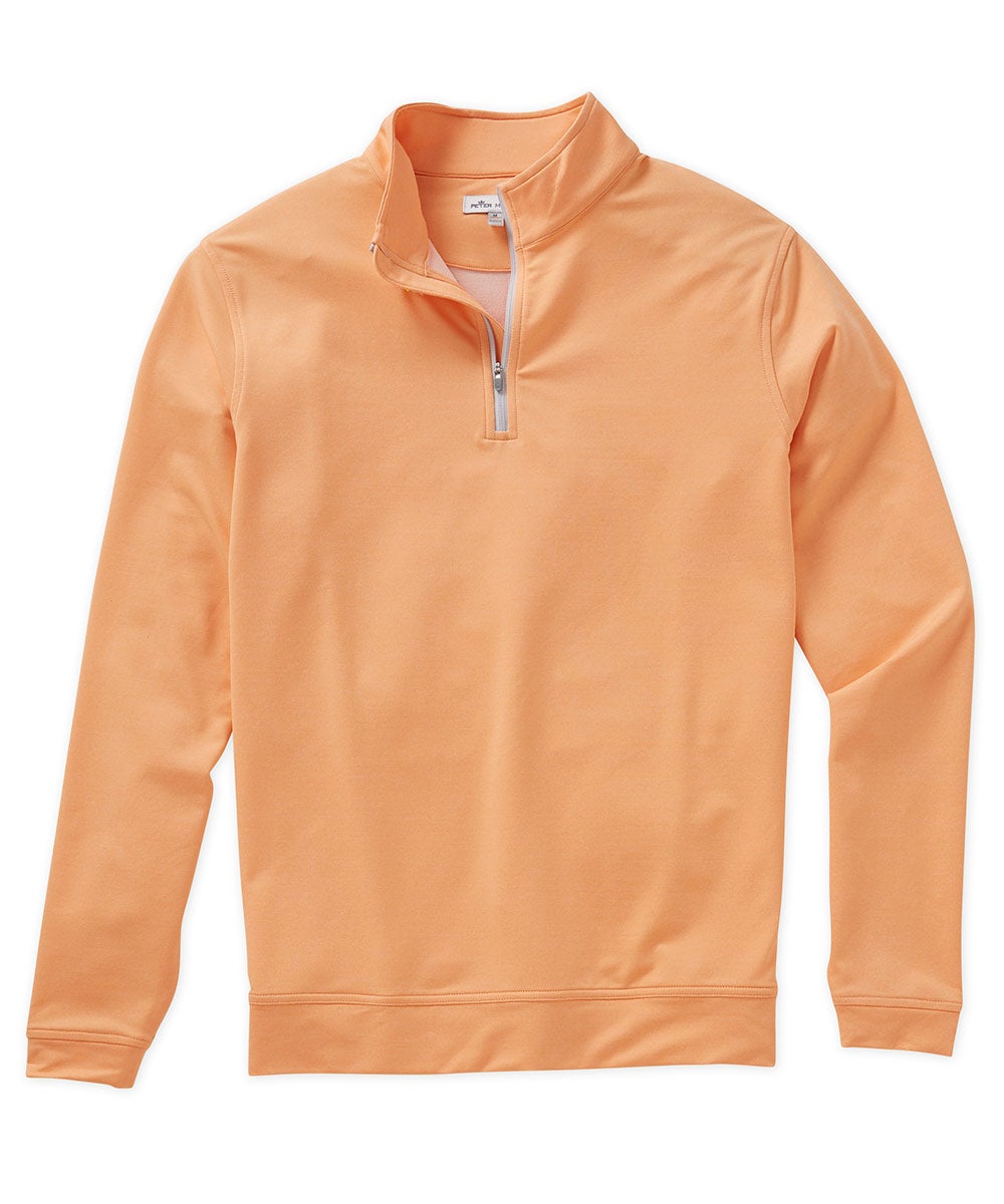 Orange quarter-zip terry pullover with 1/4 zip and ribbed cuffs - Orange Nectar, Peter Millar Men's Big & Tall