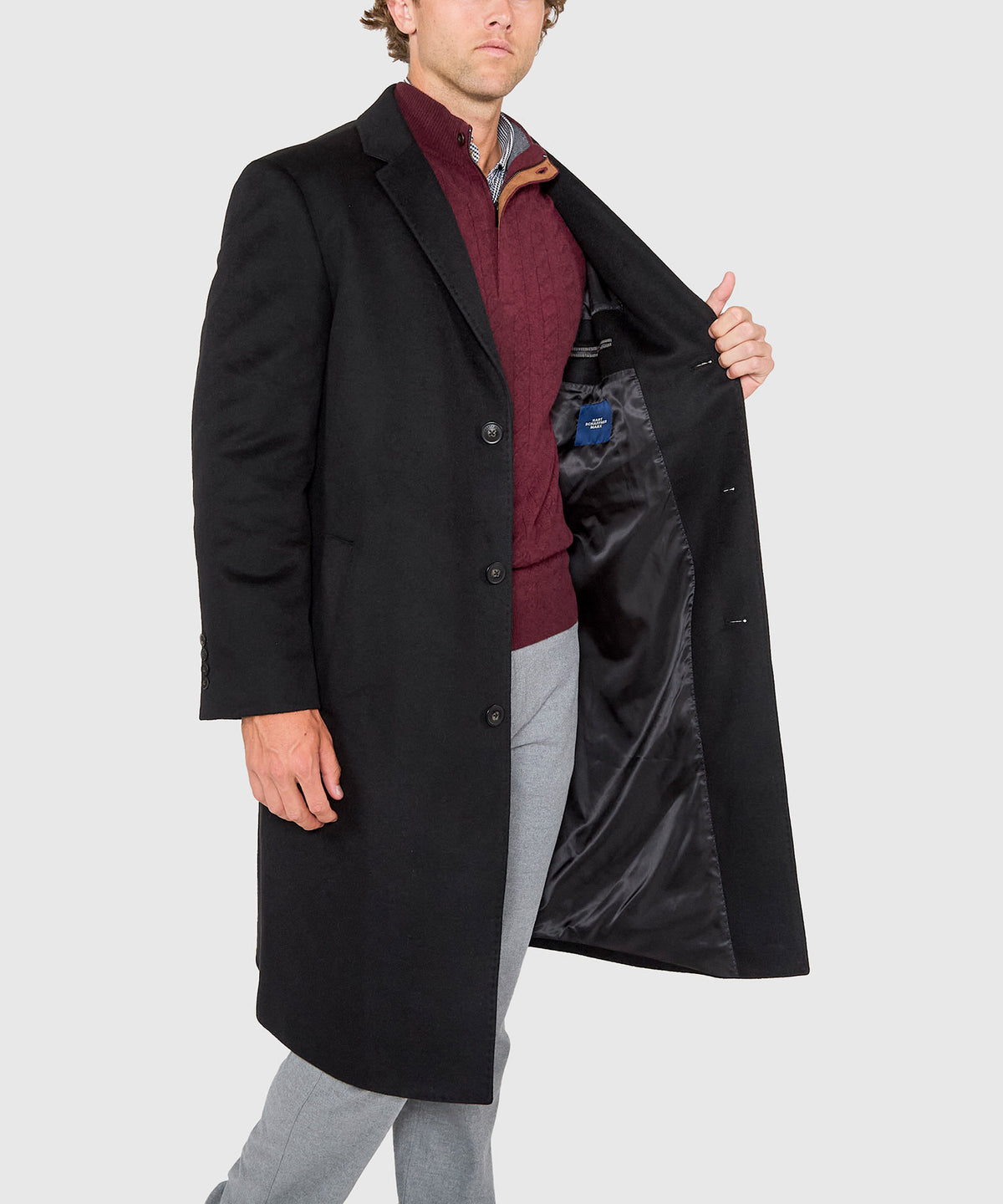 Hart Schaffner Marx Cashmere Top Coat, Men's Big & Tall