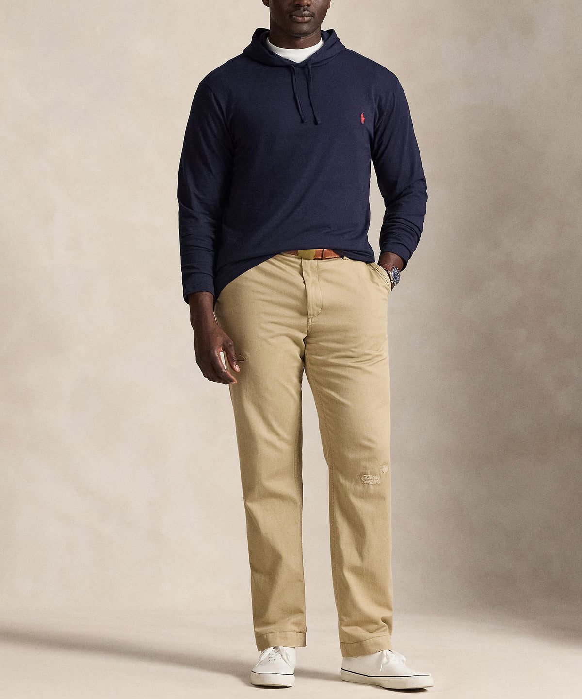 Polo Ralph Lauren Long Sleeve Hooded T-Shirt - Navy, Men's Big & Tall