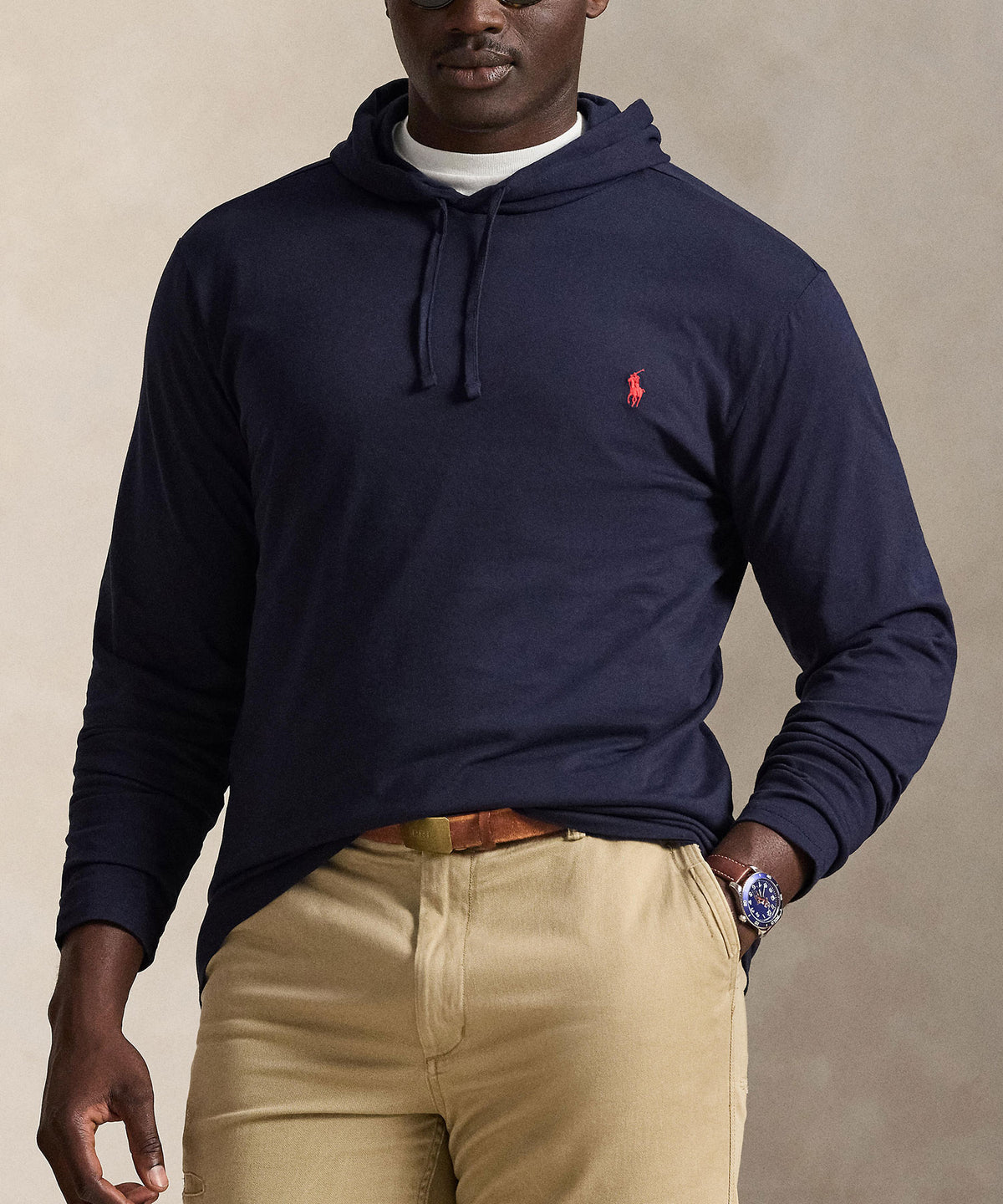 Polo Ralph Lauren Long Sleeve Hooded T-Shirt - Navy, Men's Big & Tall