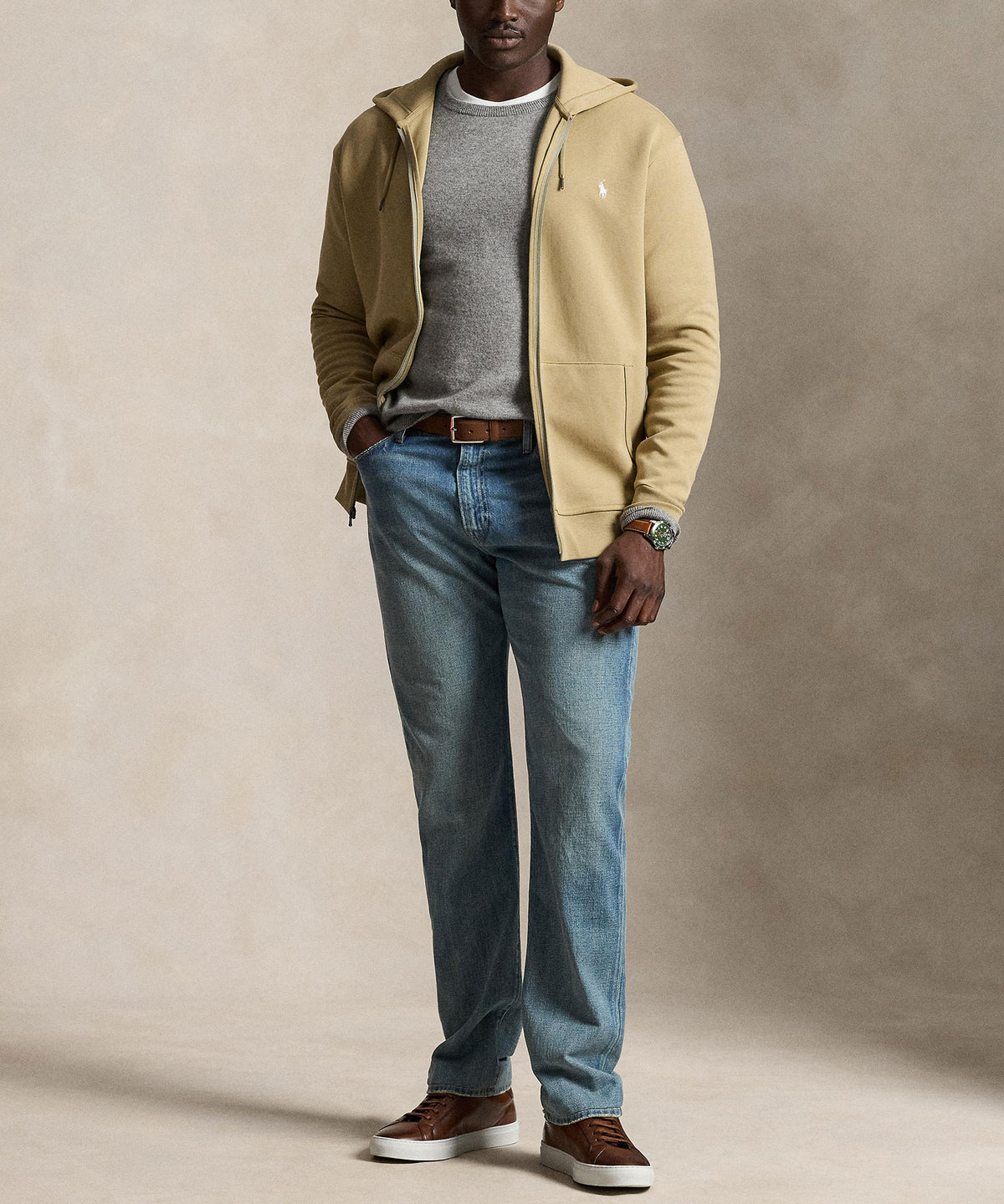 Polo Ralph Lauren Double-Knit Full-Zip Hoodie - Surrey Tan, Men's Big & Tall