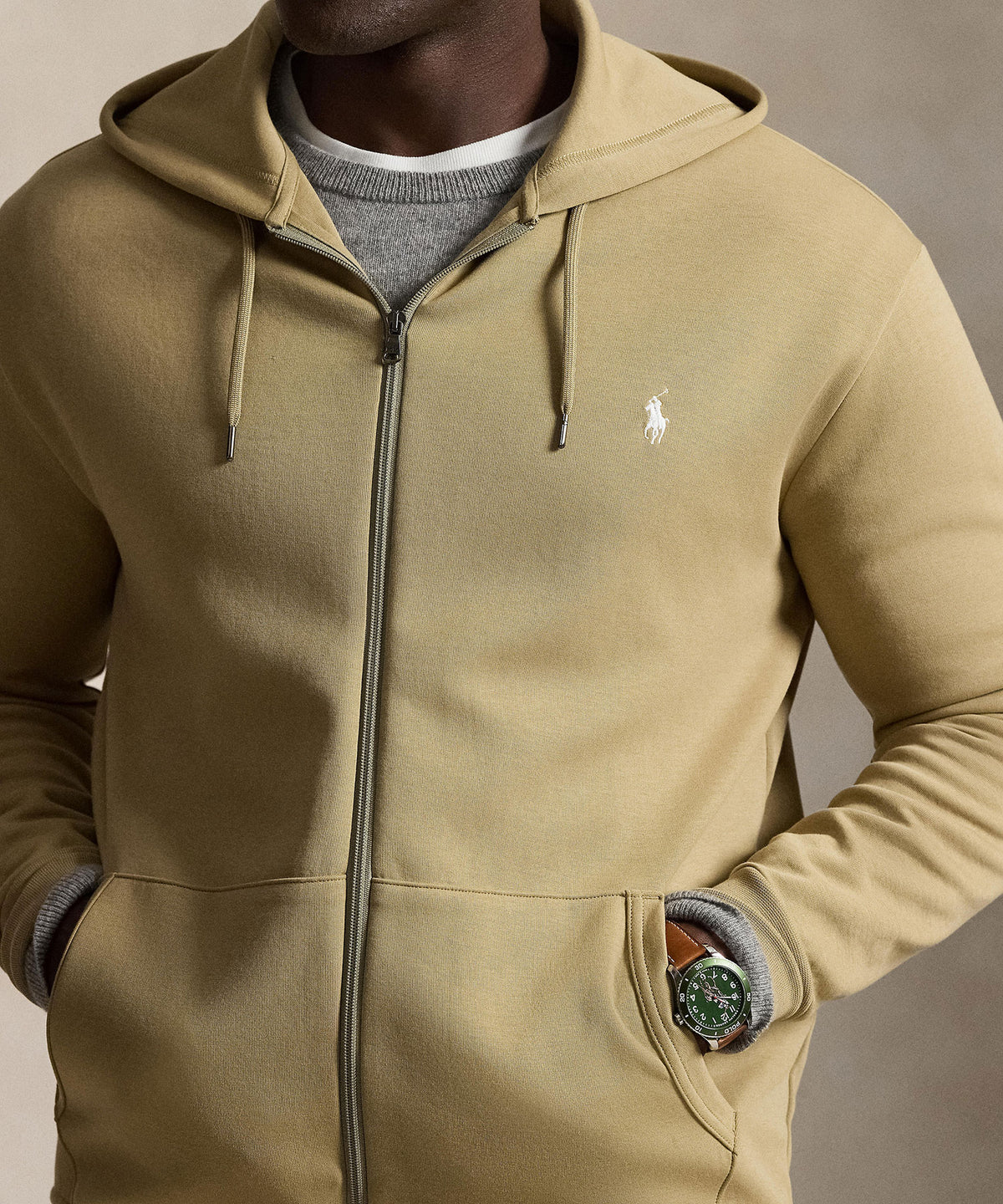 Polo Ralph Lauren Double-Knit Full-Zip Hoodie - Surrey Tan, Men's Big & Tall