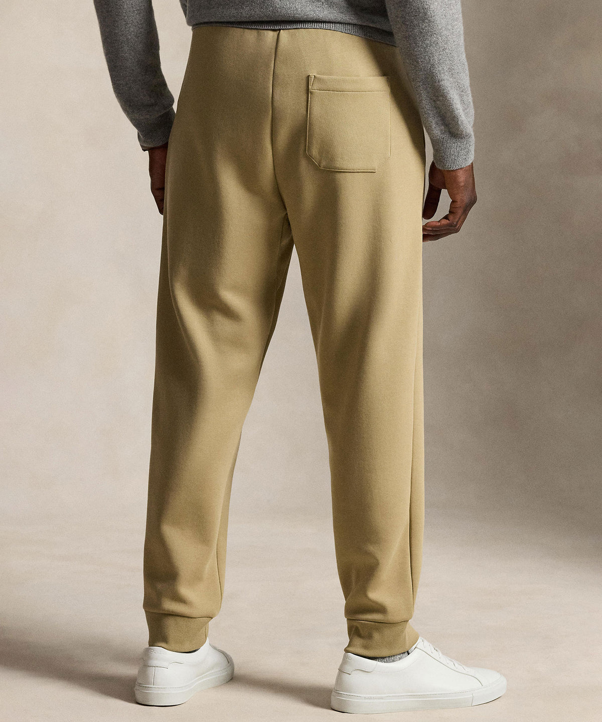 Polo Ralph Lauren double-knit jogger pants, tan back view with patch pocket and tapered leg - Surrey Tan, Men's Big & Tall