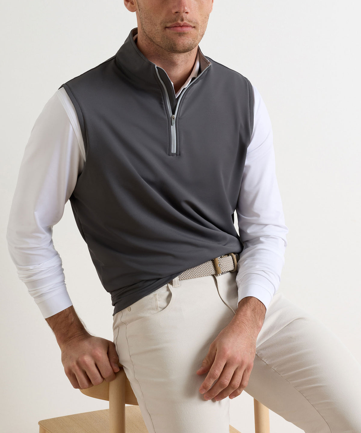 Peter Millar Galway Stretch Terry Quarter-Zip Vest - Iron, Men's Big & Tall