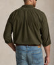 Olive long-sleeve Oxford button-down sport shirt, back view - Company Olive