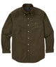Long-sleeve garment-dyed oxford sport shirt, dark olive green, button front - Company Olive