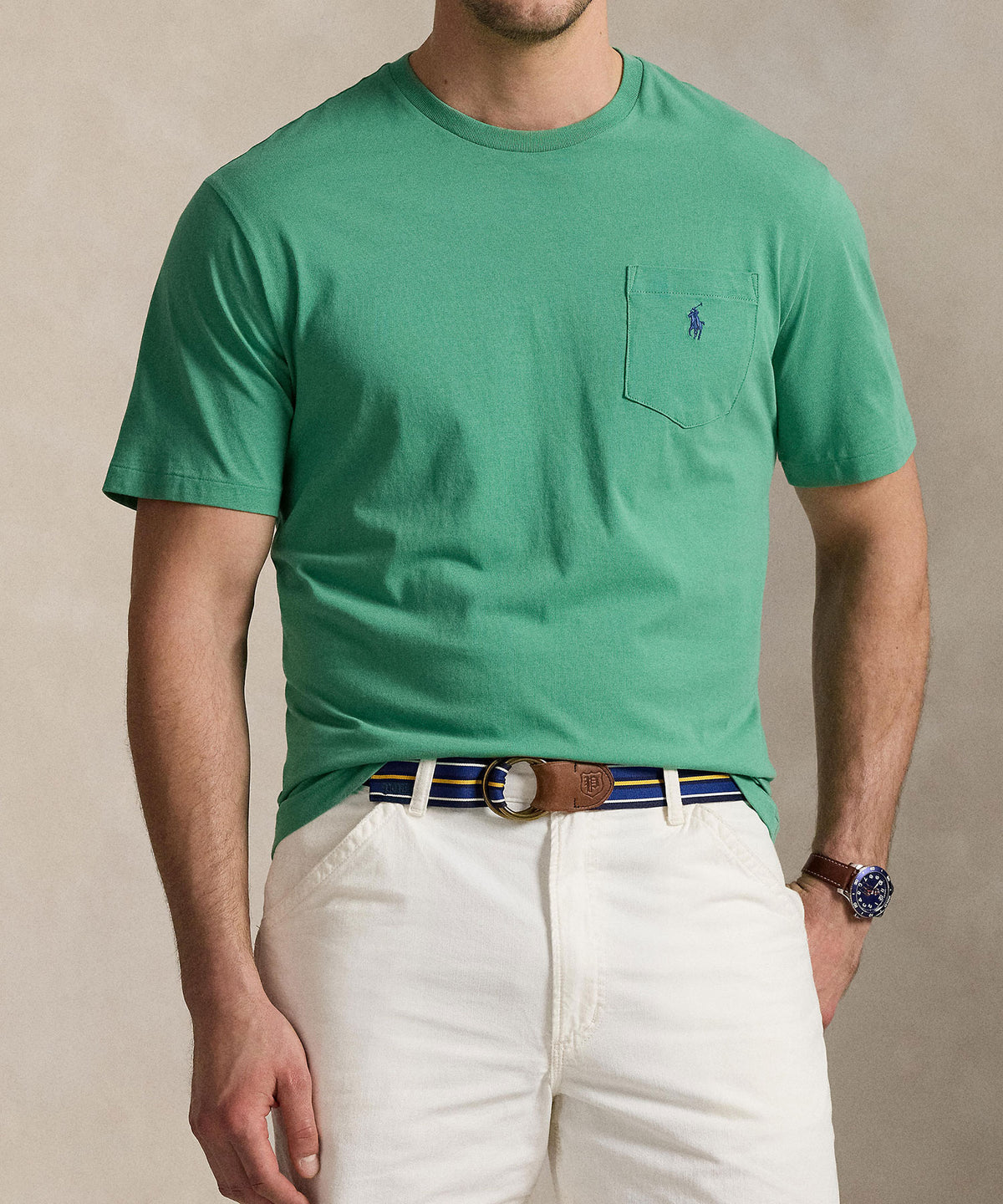 Polo Ralph Lauren Short Sleeve Solid Pocket Crewneck Tee Shirt, Men's Big & Tall