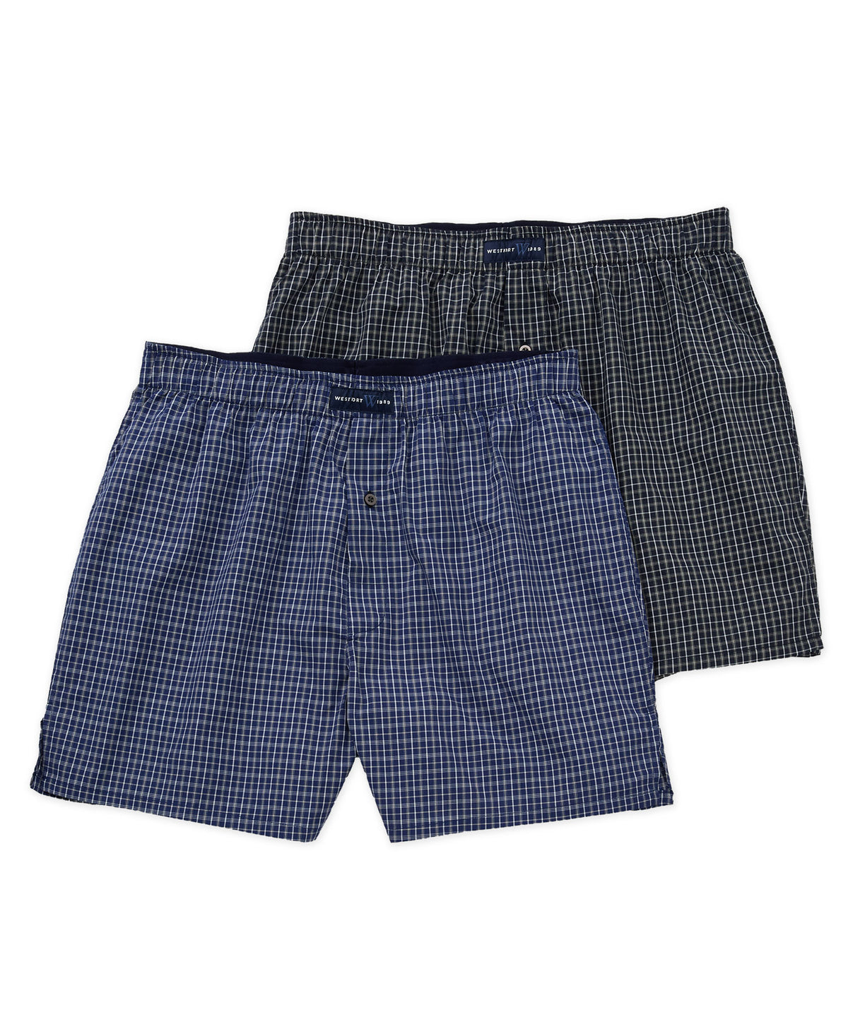 Westport 1989 Woven Cotton Boxers (2-Pack) - Blue/Navy, Men's Big & Tall