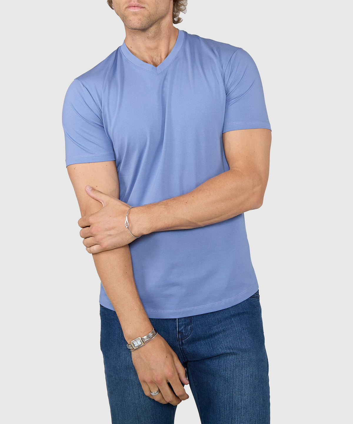 Westport No-Tuck Stretch V-neck Tee Shirt, Men's Big & Tall