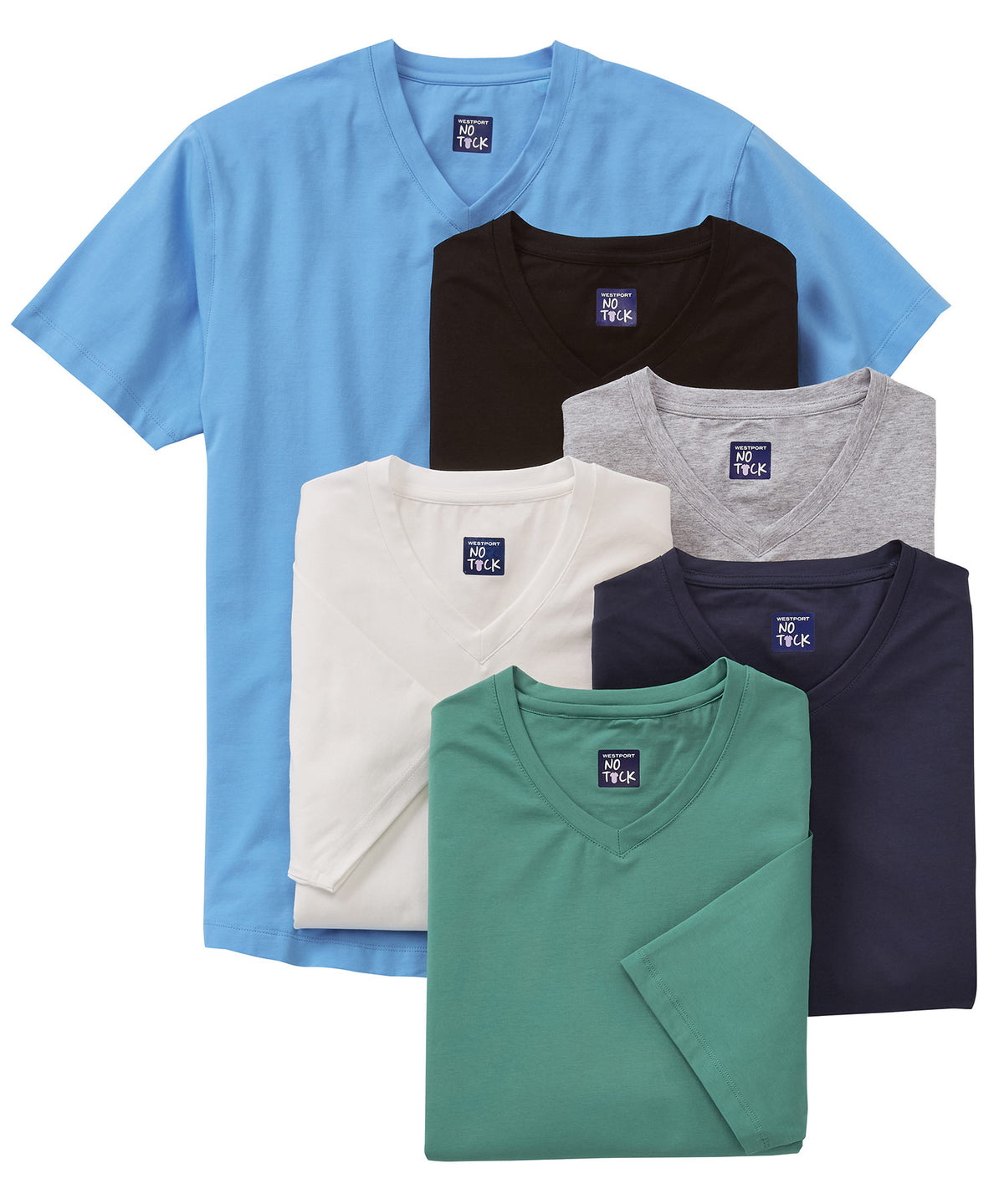 Westport No-Tuck Stretch V-neck Tee Shirt, Men's Big & Tall