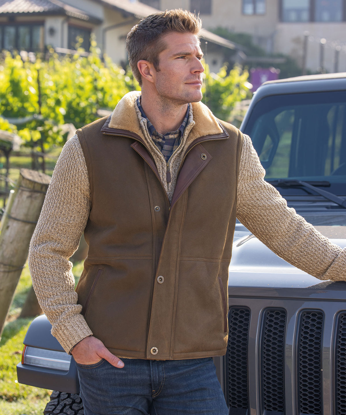 Westport Black Shearling Vest, Men's Big & Tall