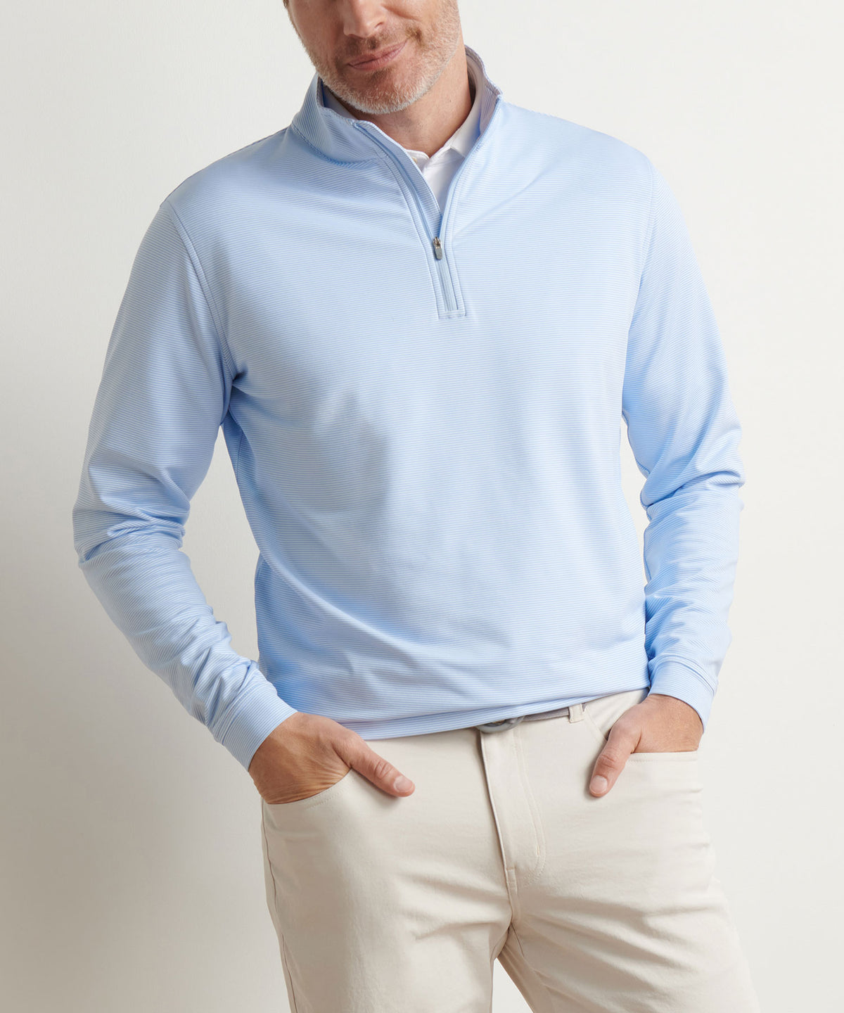 Peter Millar Sugar Stripe Perth Quarter-Zip Pullover, Men's Big & Tall