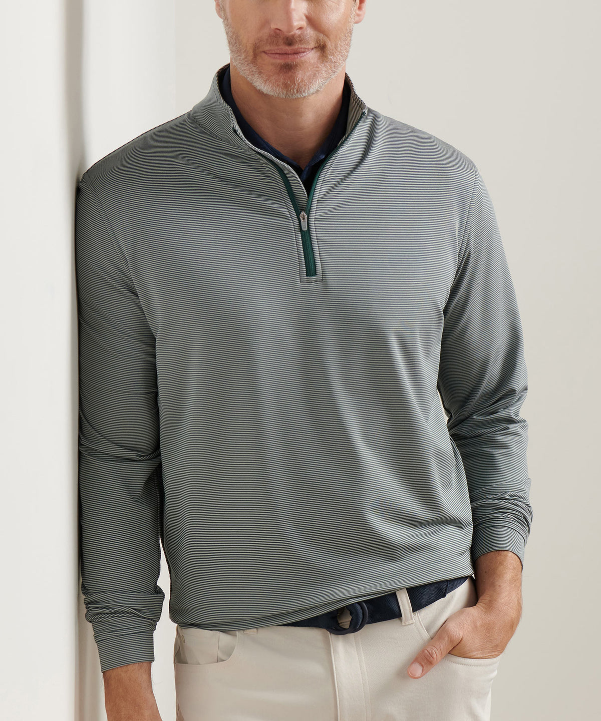 Peter Millar Sugar Stripe Perth Quarter-Zip Pullover, Men's Big & Tall