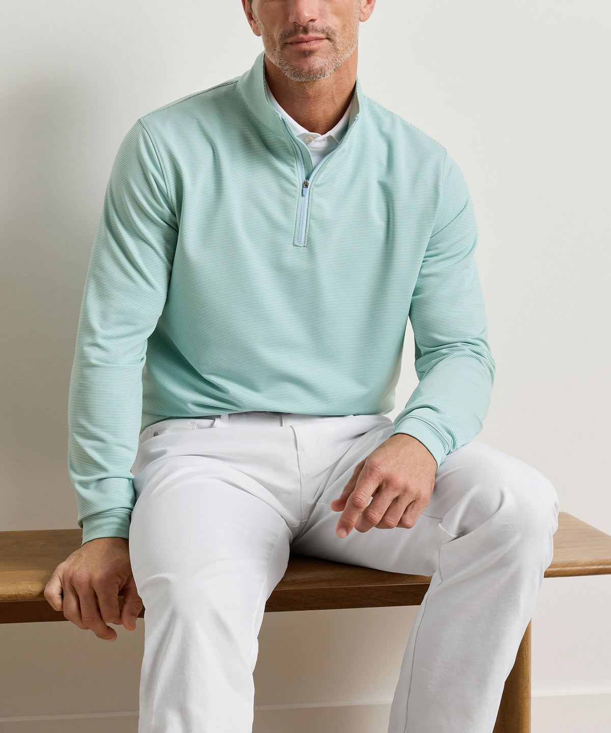 Peter Millar Sugar Stripe Perth Quarter-Zip Pullover, Men's Big & Tall