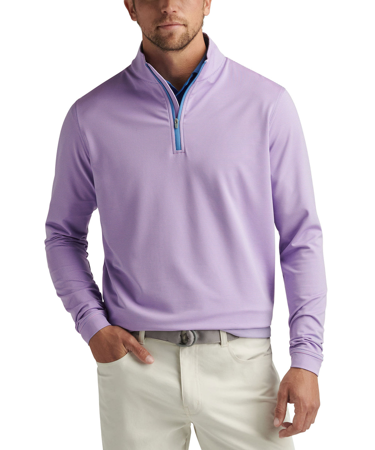 Peter Millar Sugar Stripe Perth Quarter-Zip Pullover, Men's Big & Tall