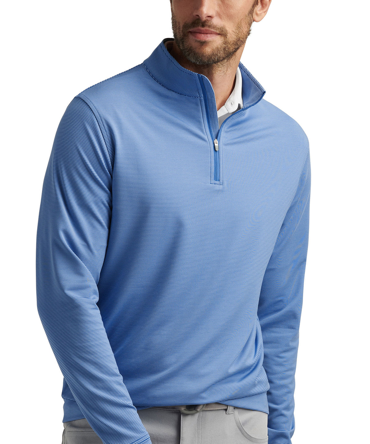 Peter Millar Sugar Stripe Perth Quarter-Zip Pullover, Men's Big & Tall