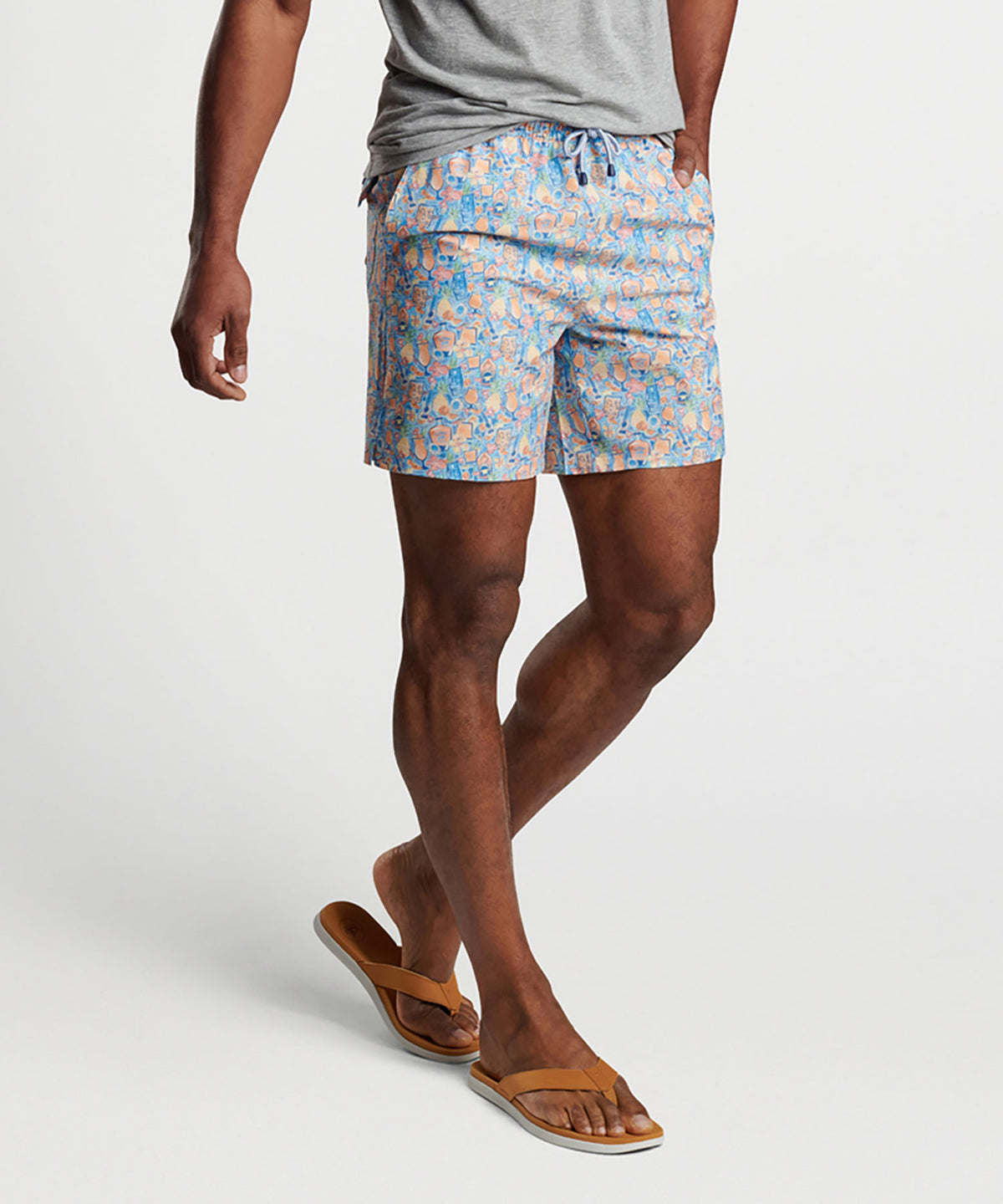 Peter Millar Tiki Time Print Swim Trunk, Men's Big & Tall
