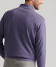 Men's heather purple quarter-zip pullover shown from the back over shoulders