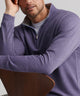 Men's heather purple quarter-zip pullover with half-zip collar and long sleeves