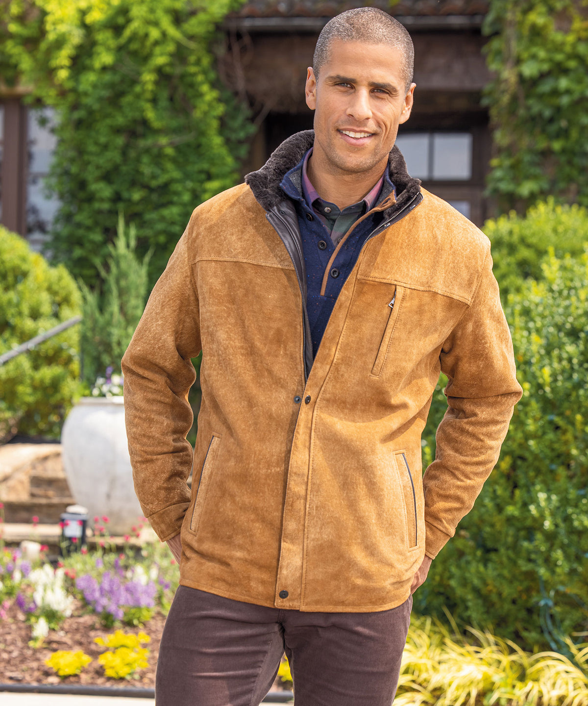 Westport Black Three-Quarter Length Leather Coat, Men's Big & Tall