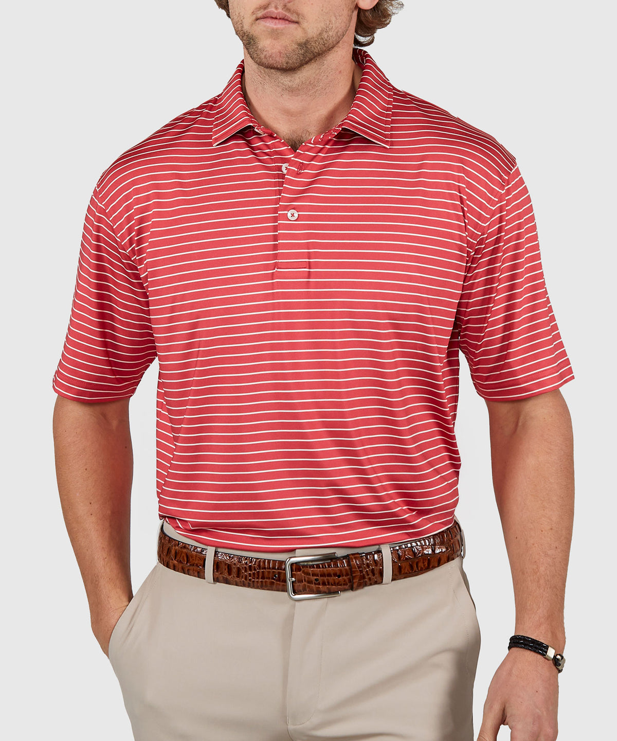 Westport Lifestyle Short Sleeve Stripe Polo Knit Shirt, Men's Big & Tall