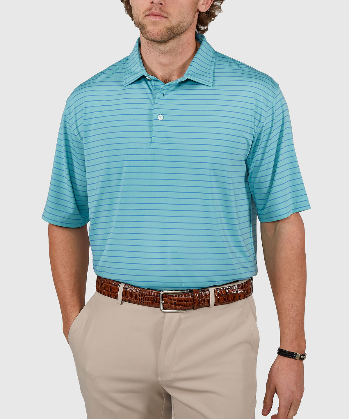 Westport Lifestyle Short Sleeve Stripe Polo Knit Shirt, Men's Big & Tall