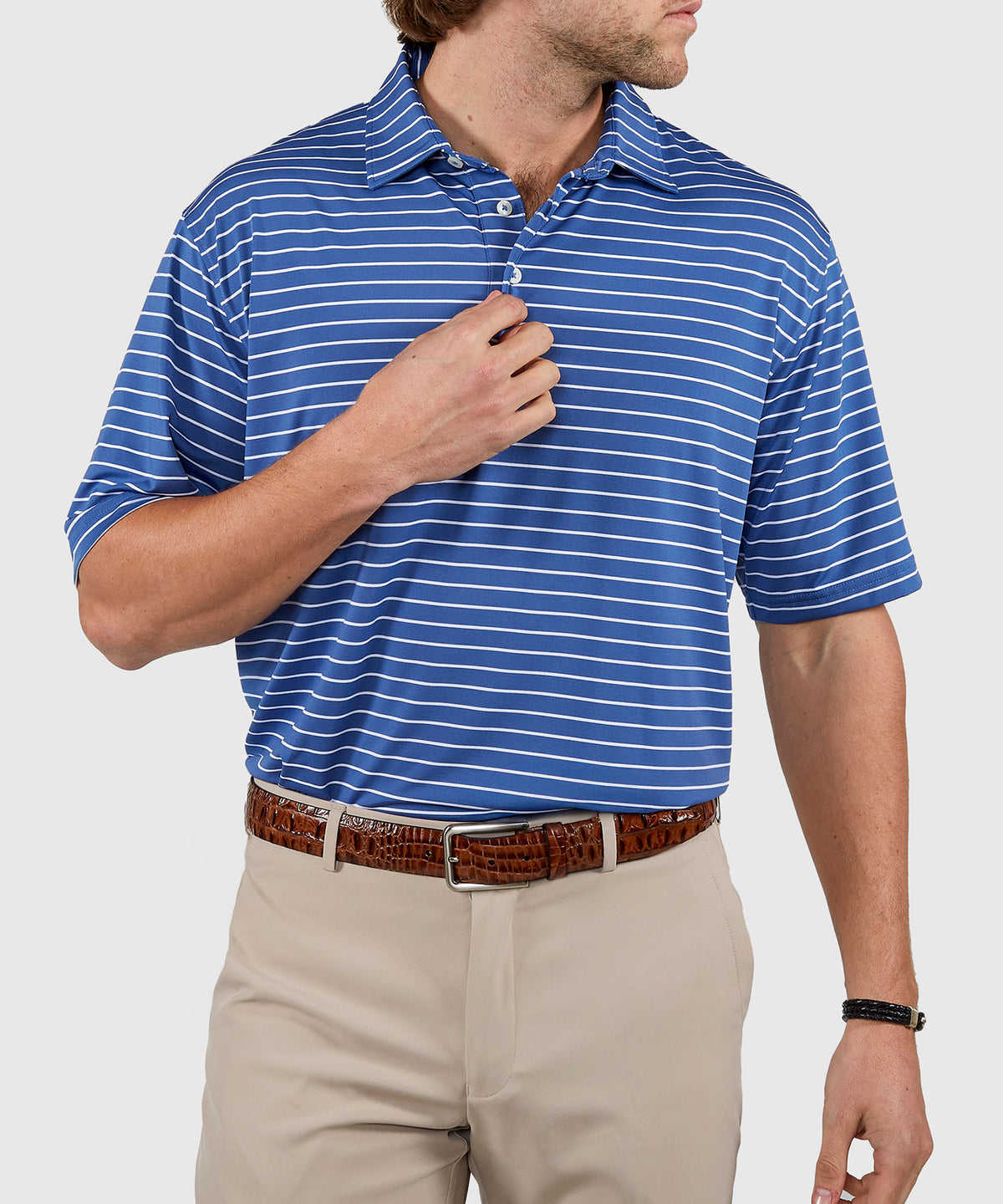 Westport Lifestyle Short Sleeve Stripe Polo Knit Shirt, Men's Big & Tall