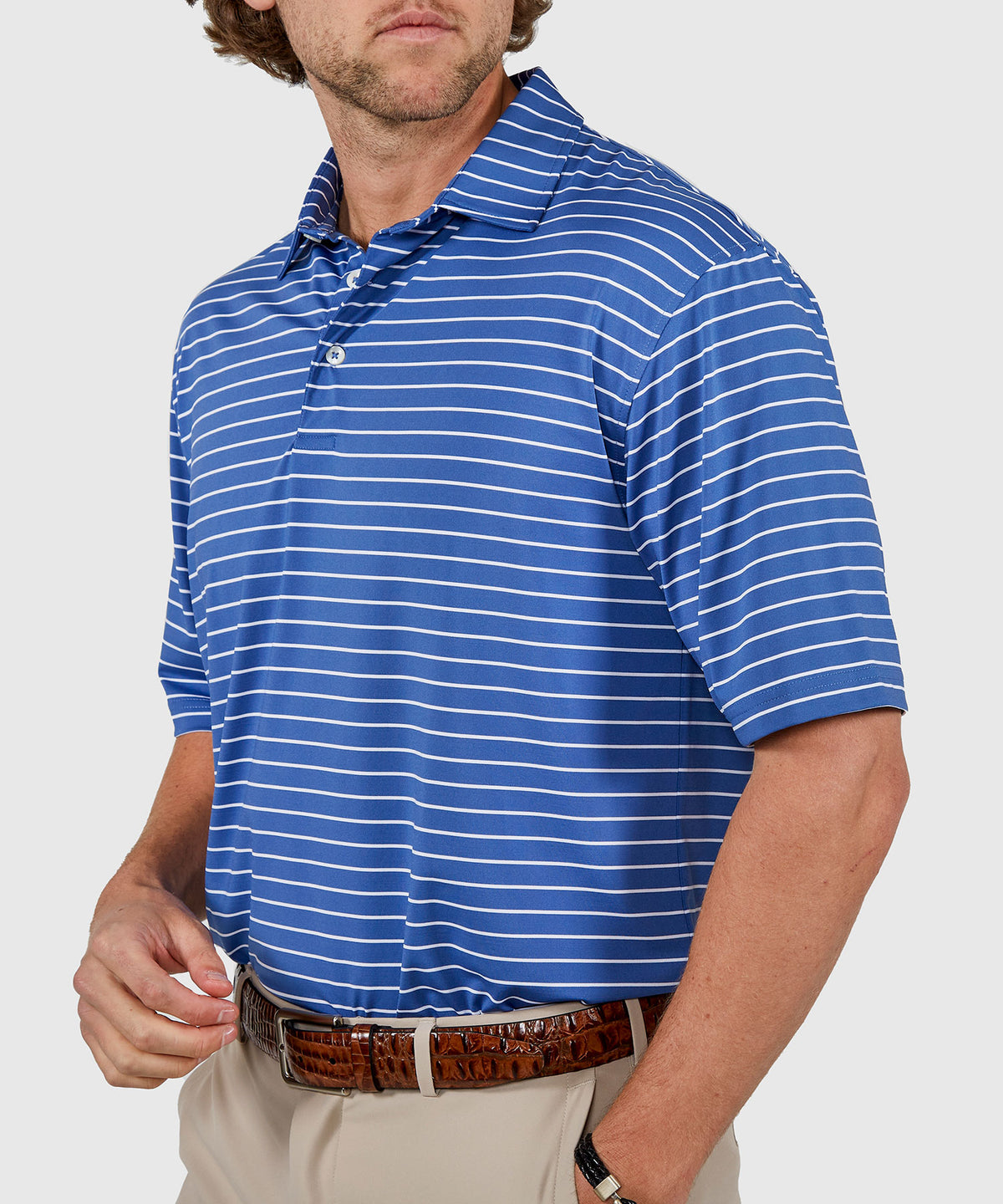 Westport Lifestyle Short Sleeve Stripe Polo Knit Shirt, Men's Big & Tall