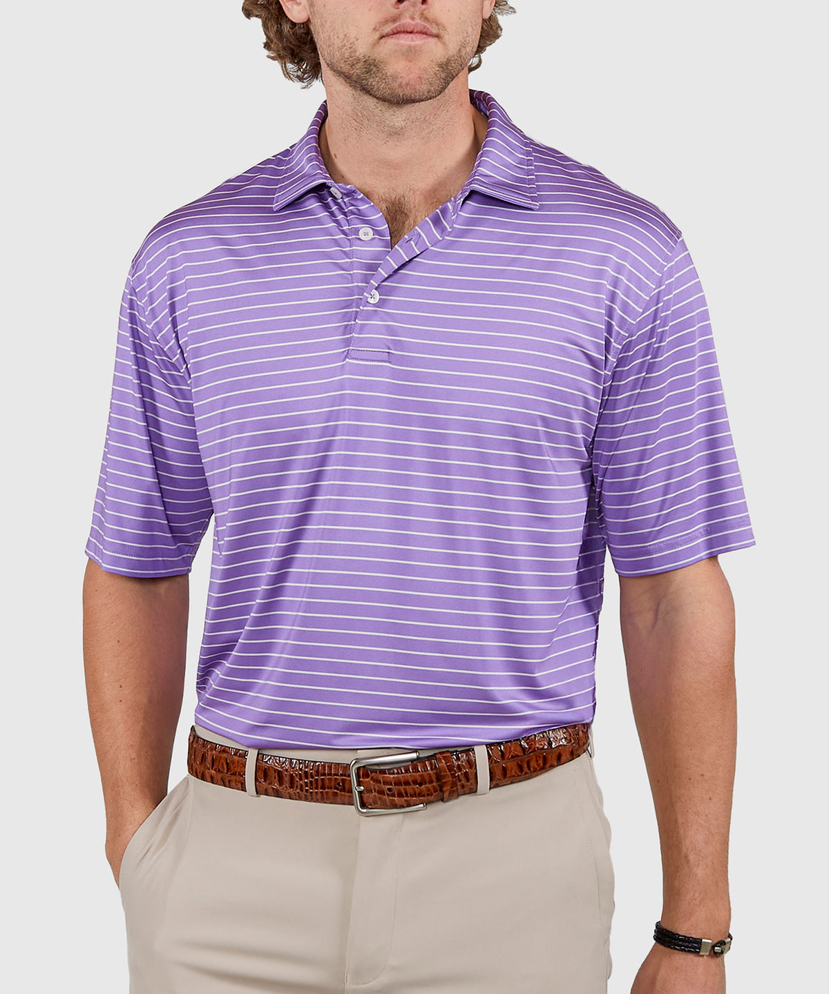 Westport Lifestyle Short Sleeve Stripe Polo Knit Shirt, Men's Big & Tall