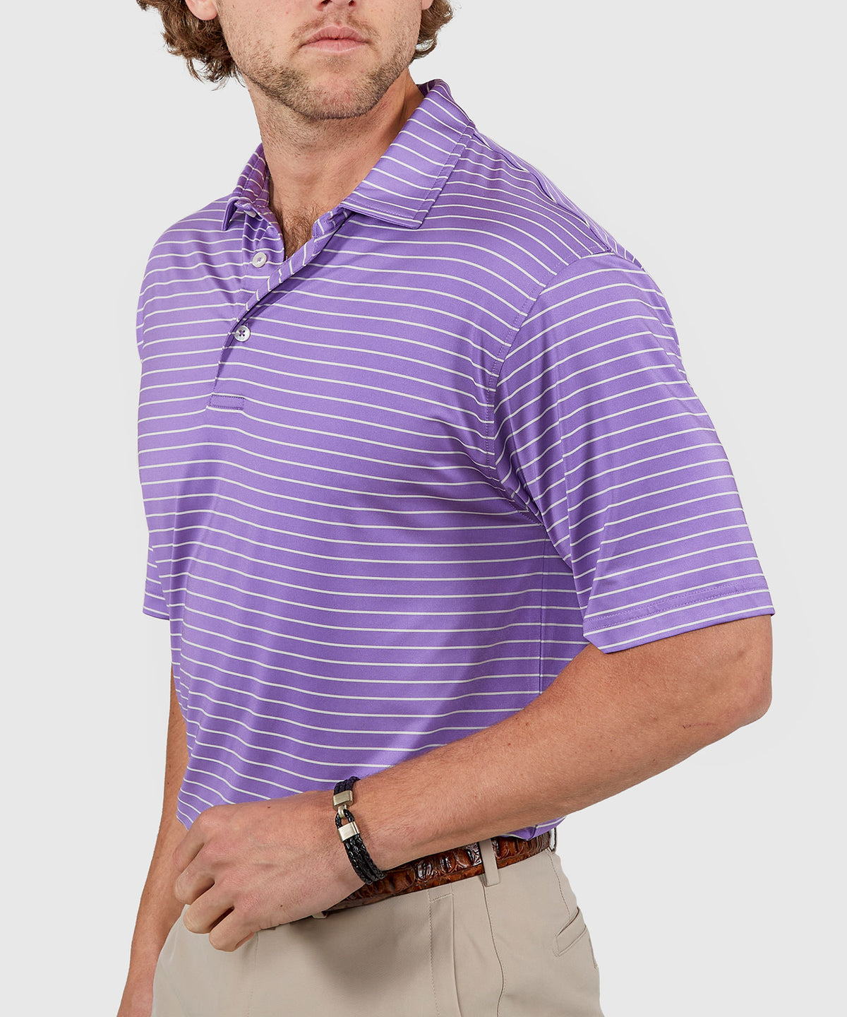 Westport Lifestyle Short Sleeve Stripe Polo Knit Shirt, Men's Big & Tall