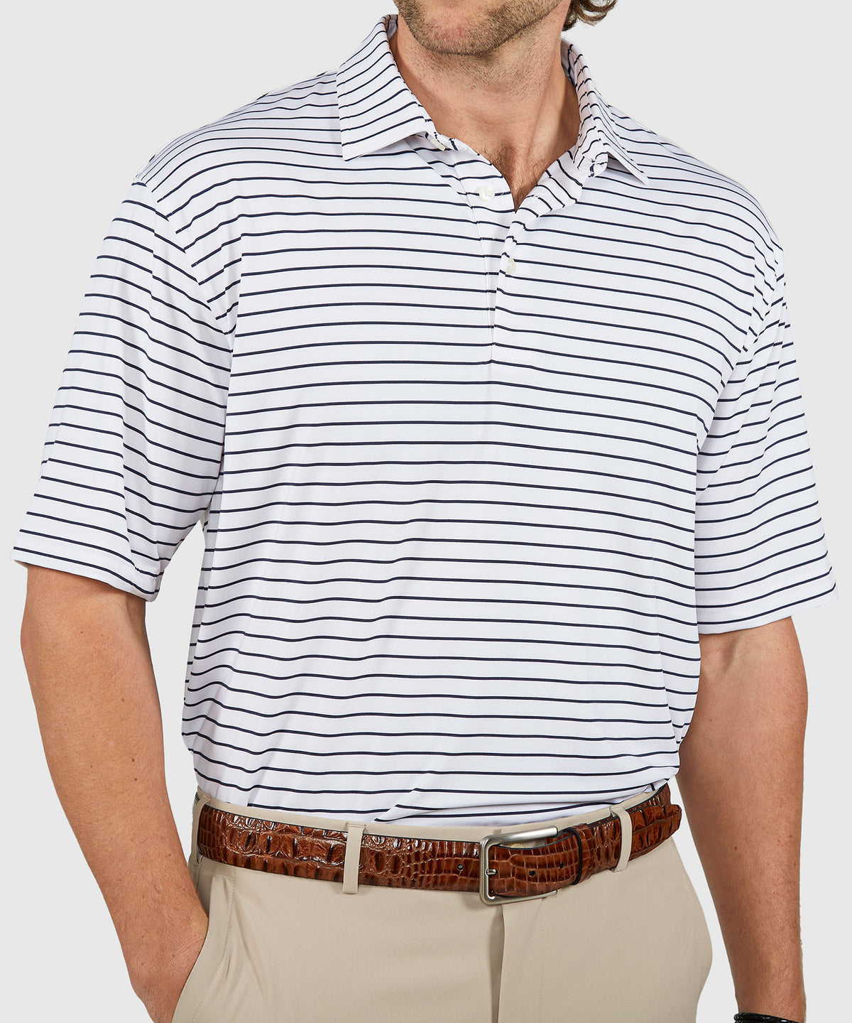 Westport Lifestyle Short Sleeve Stripe Polo Knit Shirt, Men's Big & Tall
