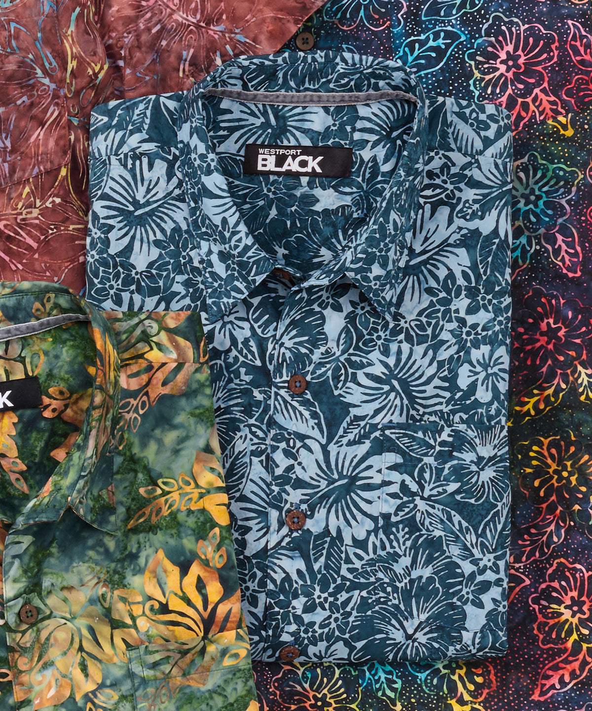 Westport Black Short Sleeve Batik Print Camp Shirt, Men's Big & Tall