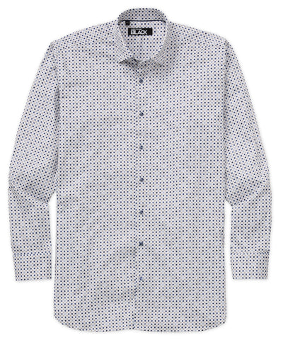 Westport Black Long Sleeve Spread Collar Multi Geo Print Sport Shirt, Men's Big & Tall