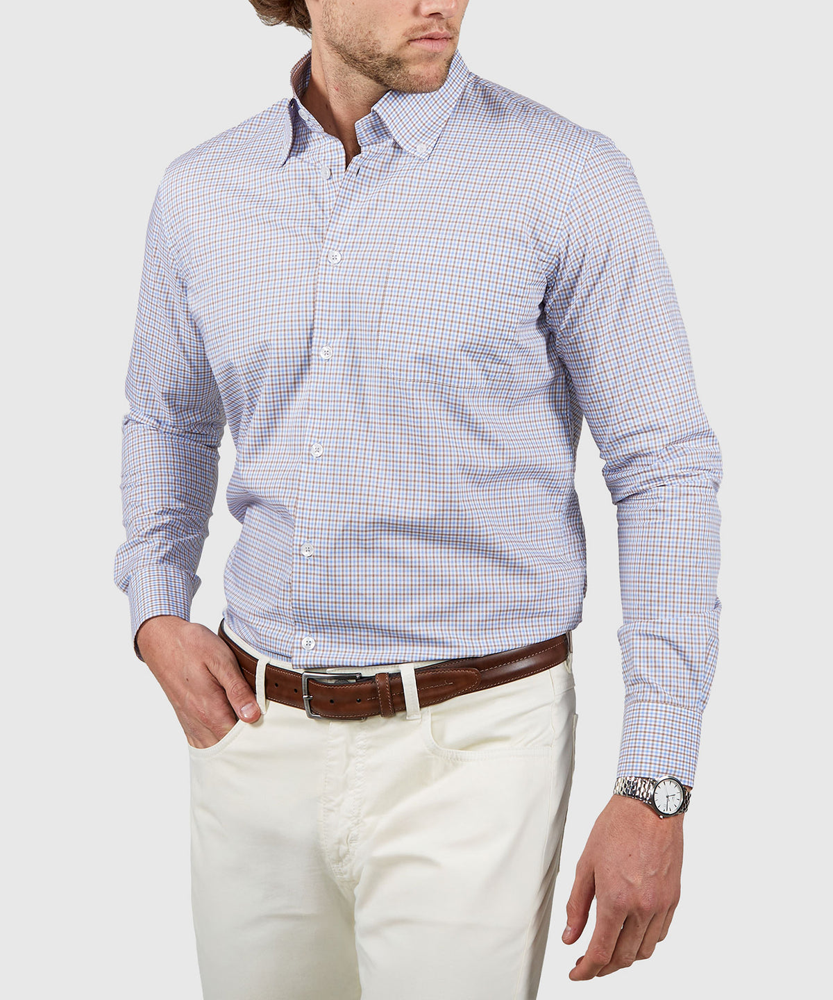 Westport Black Long Sleeve Button-Down Gingham Sport Shirt, Men's Big & Tall